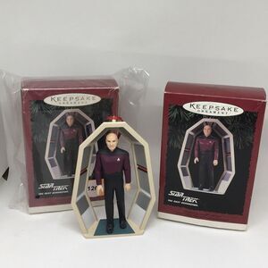 1995 Hallmark Captain Jean-Luc Picard Star Trek Next Generation Ornament Lot/2
